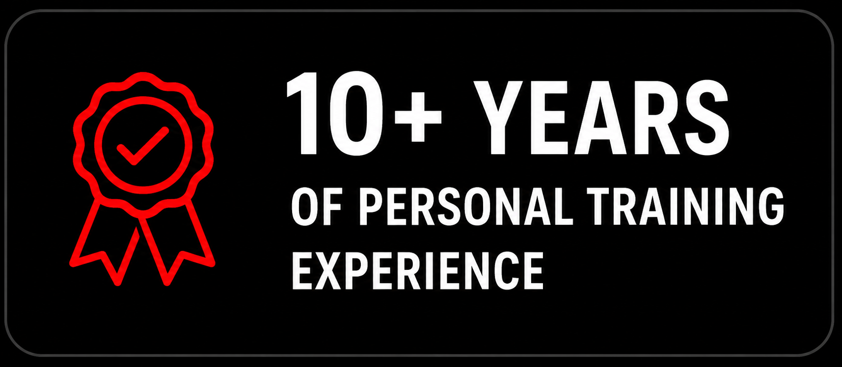 Badge highlighting more than 10 years of personal training experience.