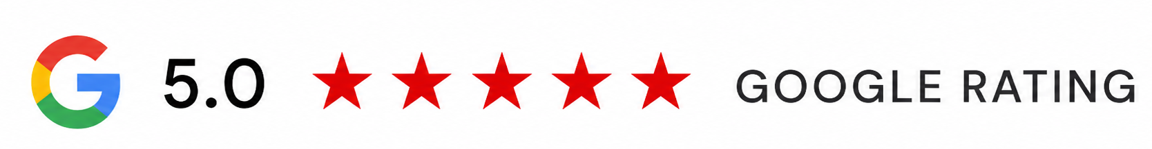 Google 5.0 Star Rating - Mario Ortiz Personal Training Google 5.0 star rating showing five red stars for Mario Ortiz Personal Training.